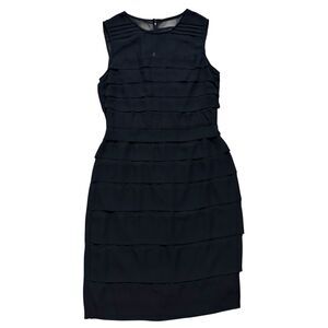 ADRIANNA PAPELL Dress Size 6 Black Chiffon Illusion Tiered Cocktail Wedding NEW